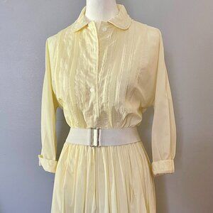 Vintage 1950s Yellow Shirt Dress